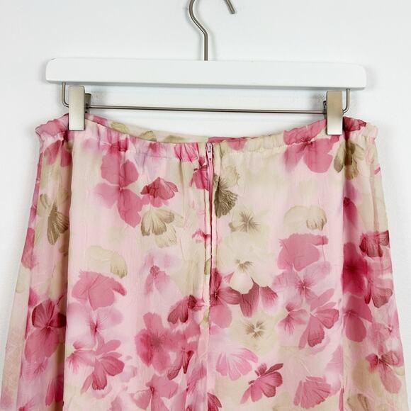 Dressbarn Vintage Baby Pink Floral Midi Skirt Size Medium Made in USA - Picture 3 of 5